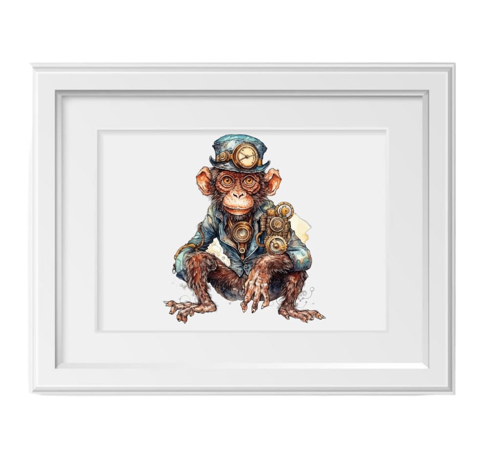 Monkey Steampunk Clipart, PNG Digital Files on Transparent Background ...