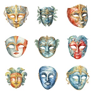 42 Greek Theater Masks Watercolor Clipart, Berries Clipart, PNG ...