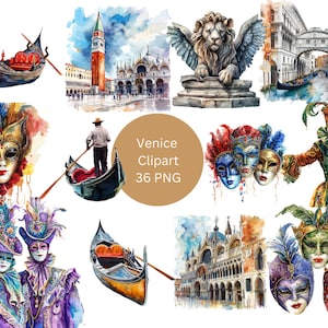 Venedig Clipart, schönes Italien PNG, individuelle Bilder auf transparentem Hintergrund, Sublimation, kommerzielle Nutzung