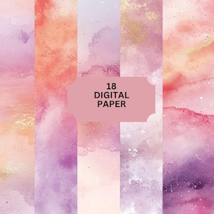 Digital Paper in Pink and Gold, Abstract Pastel Backgrounds for Scrapbooking, Invitations, Journaling