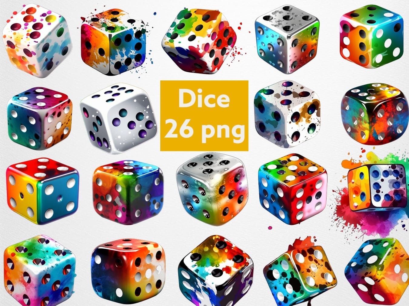 Dice Clip Art Watercolor 26 PNG Images Clipart Junk Journal Paper 