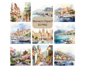 Acquerello Monaco Clipart, Monte Carlo PNG singole immagini su sfondo trasparente, sublimazione, uso commerciale