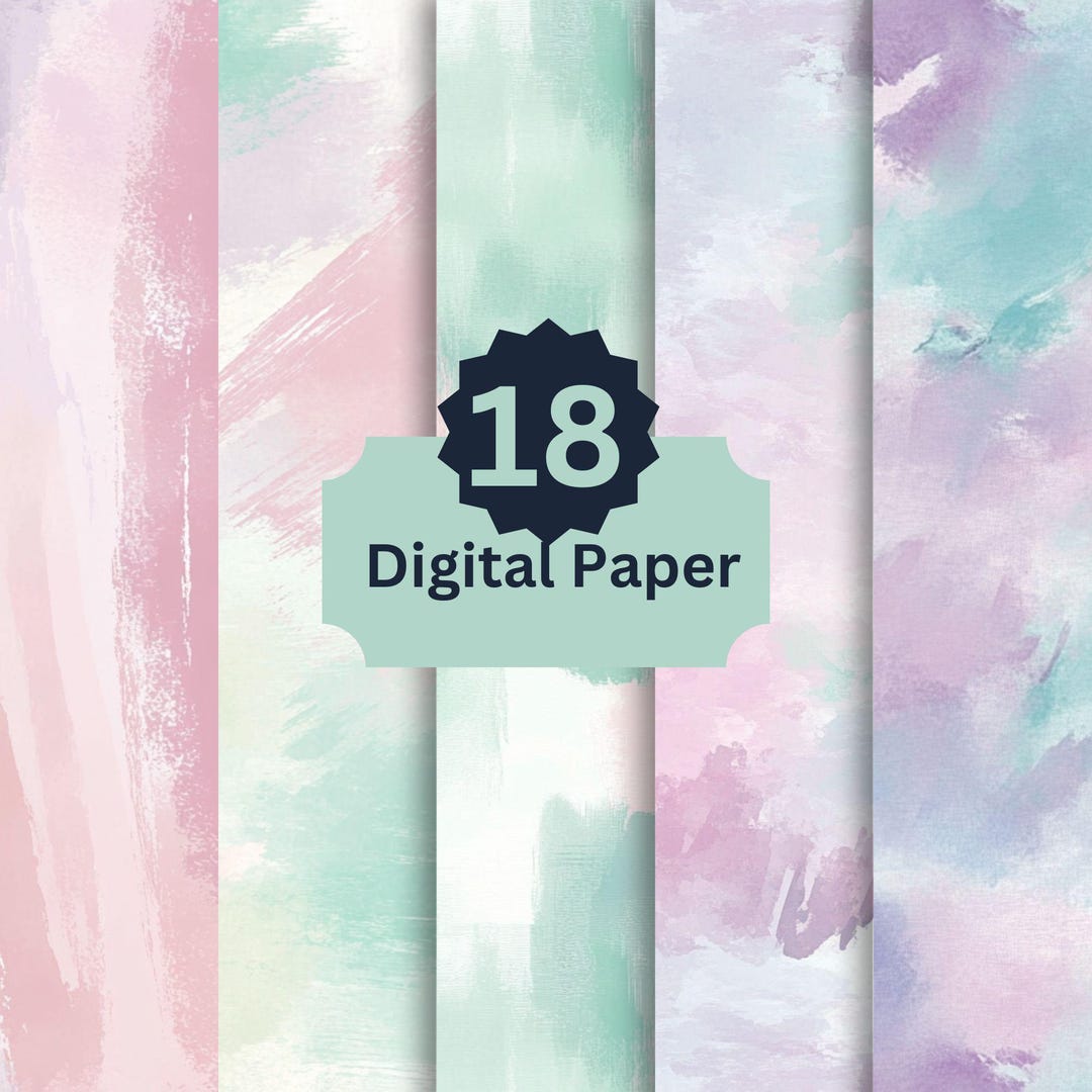 18 Pastel Watercolor Digital Paper Pack - Soft Abstract Designs for ...