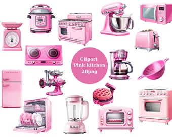 Clipart Pink kitchen, kitchen , PNG digital files on transparent background, sublimation design, scrapbook, commercial use