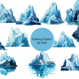 Icebergs Clipart, PNG digital files on transparent background, sublimation, commercial use