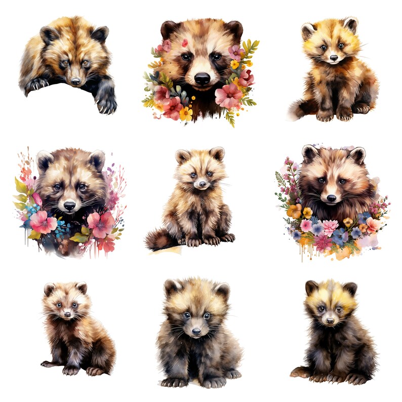 Watercolor Wolverines Clipart PNG Digital Files on Etsy