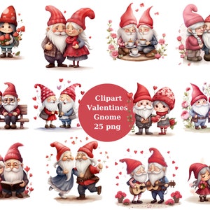 Gnomos de pareja, día de San Valentín, gráficos clip art en PNG para uso comercial descarga instantánea Alta resolución, 12x12, uso comercial