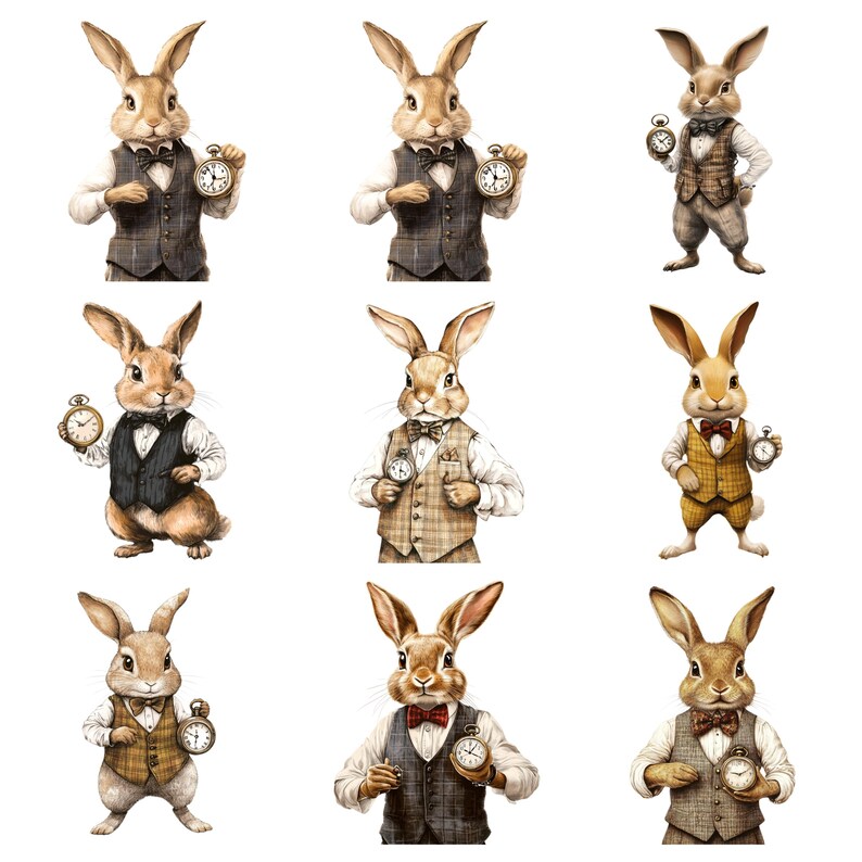 22 Gentleman Rabbits Watercolor Clipart, Animals Clipart, PNG ...