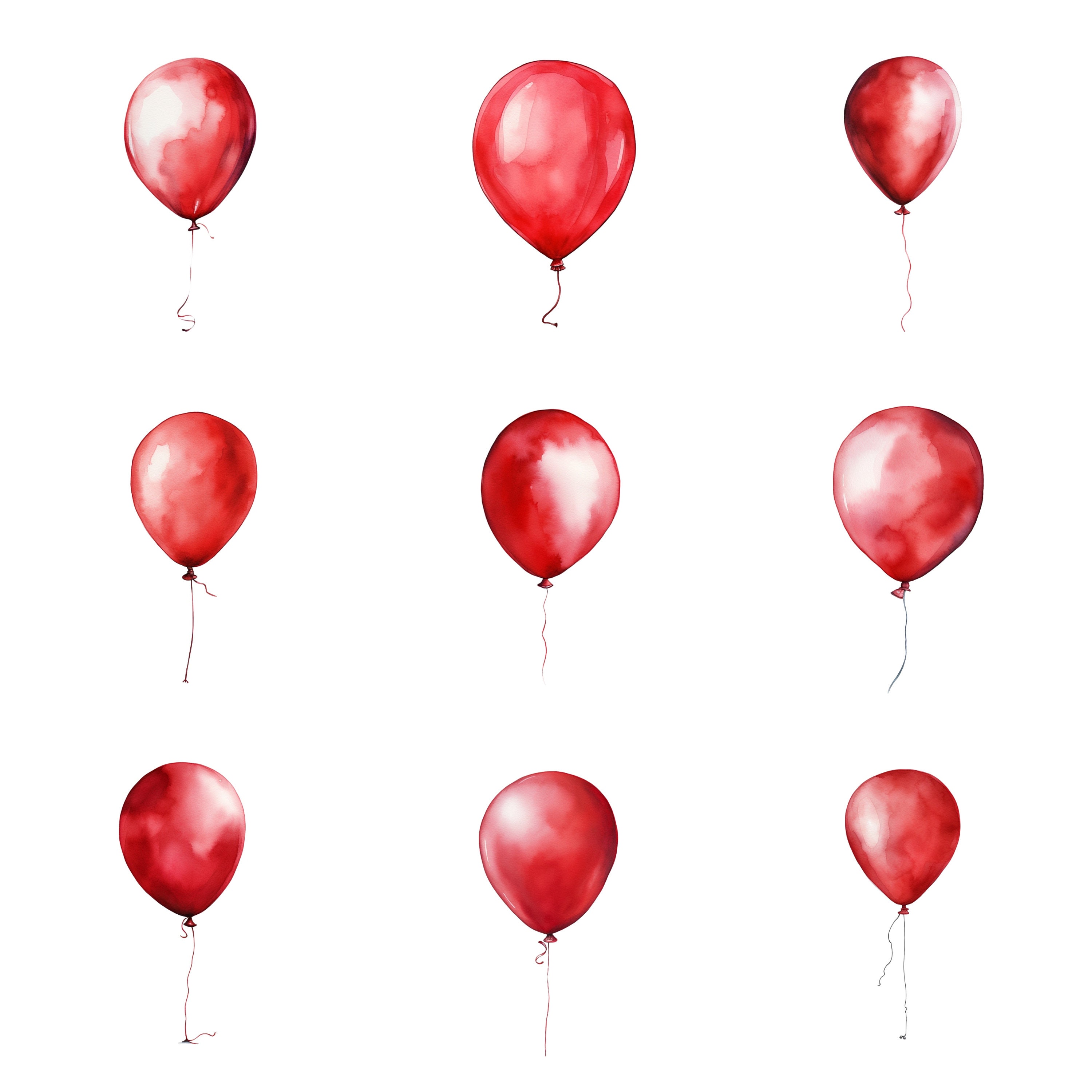 24 rode ballonnen aquarel clipart, ballon clipart, individuele png-afbeeldingen  op transparante achtergrond, sublimatie - Etsy België, image size:3000x3000