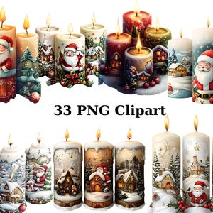 33 クリスマス キャンドル セット クリップアート、クリスマス クリップアート、透明な背景の PNG 個別画像、昇華