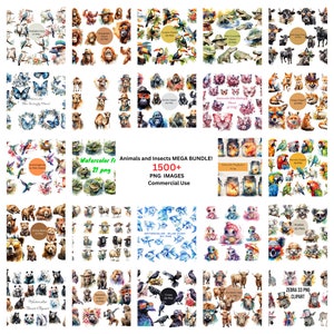 MEGA BUNDLE animaux et insectes, plus de 1 500 images méga PNG, accès à vie, toutes les images en une, usage commercial
