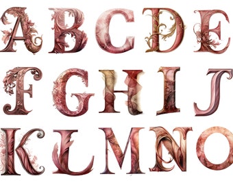 Floral alphabet clipart | Boho letters | autumn floral alphabet | monogram initials PNG | Wedding Decor Monogram | Flowers letter