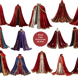 Royal Cape Clipart, koninklijke clipart, individuele PNG-afbeeldingen op transparante achtergrond, sublimatie, commercieel gebruik