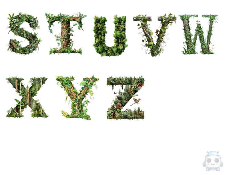 Transparent Forrest Lettering Watercolor Forest Alphabet Clipart, PNG Individual Images on ...