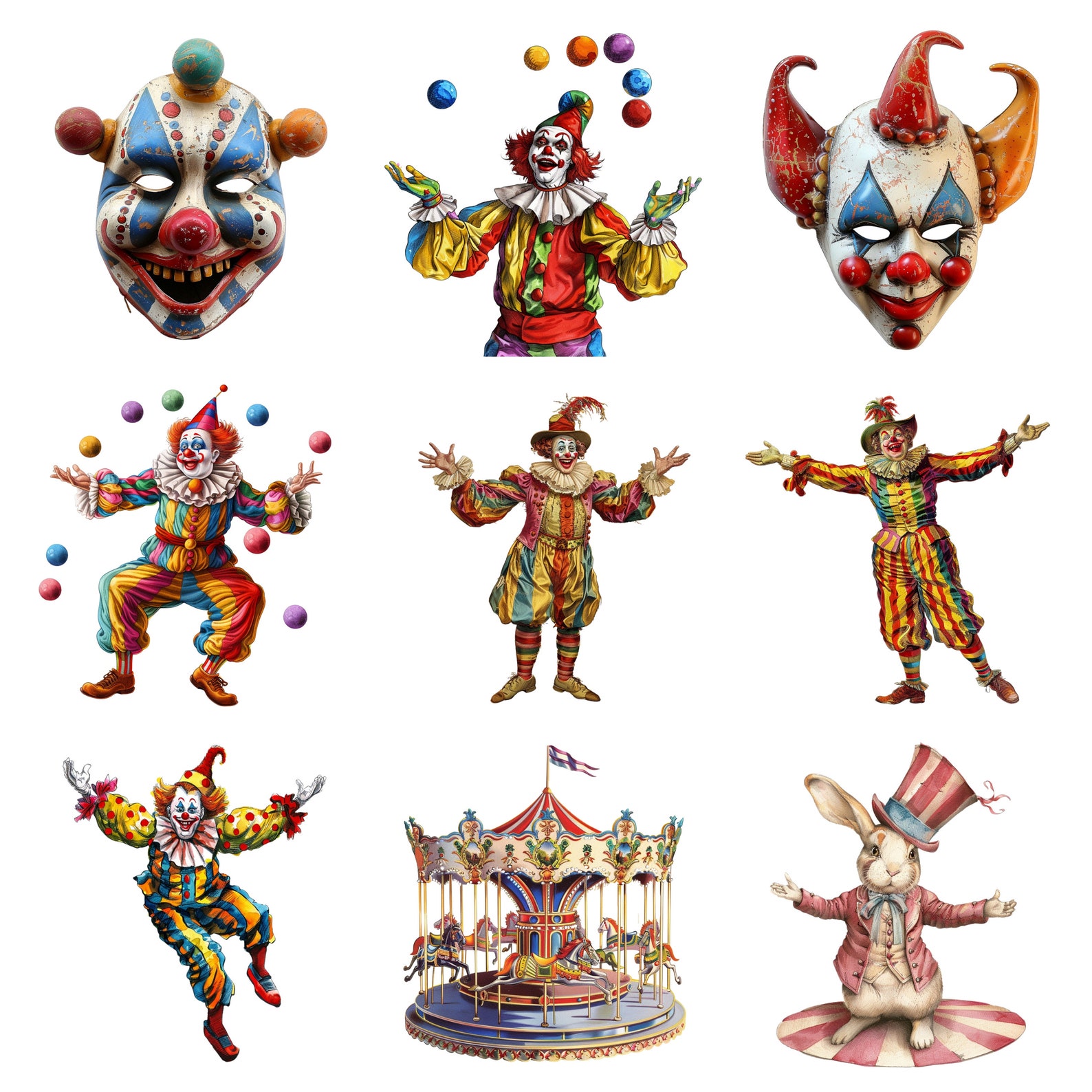 Circus Clipart, Carnival PNG Individual Images on Transparent ...