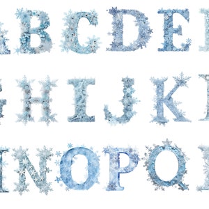 Sneeuwvlok alfabet, letters png, alfabet png, instant download voor commercieel gebruik, hoge resolutie, 12x12, commercieel gebruik