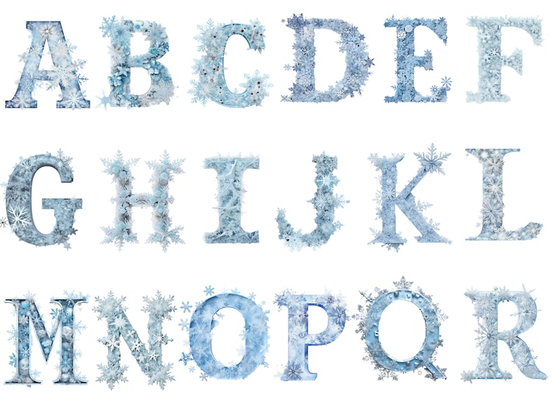 Snowflake Alphabet Letters Png Alphabet Png Instant Etsy