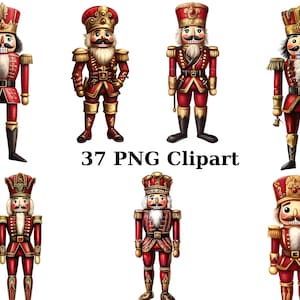 37 Quebra-nozes de Natal Clipart em aquarela, Clipart de Natal, imagens individuais PNG em fundo transparente, sublimação