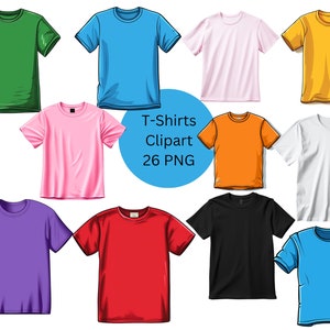 T-shirts Clipart, fichiers numériques PNG sur fond transparent, sublimation, utilisation commerciale