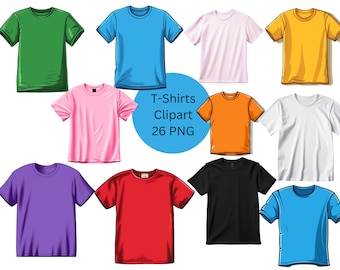 T-shirts Clipart, fichiers numériques PNG sur fond transparent, sublimation, utilisation commerciale