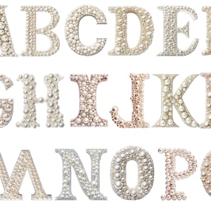 Pearl Alphabet Clipart, fondo transparente, imágenes prediseñadas, 12x12, uso comercial