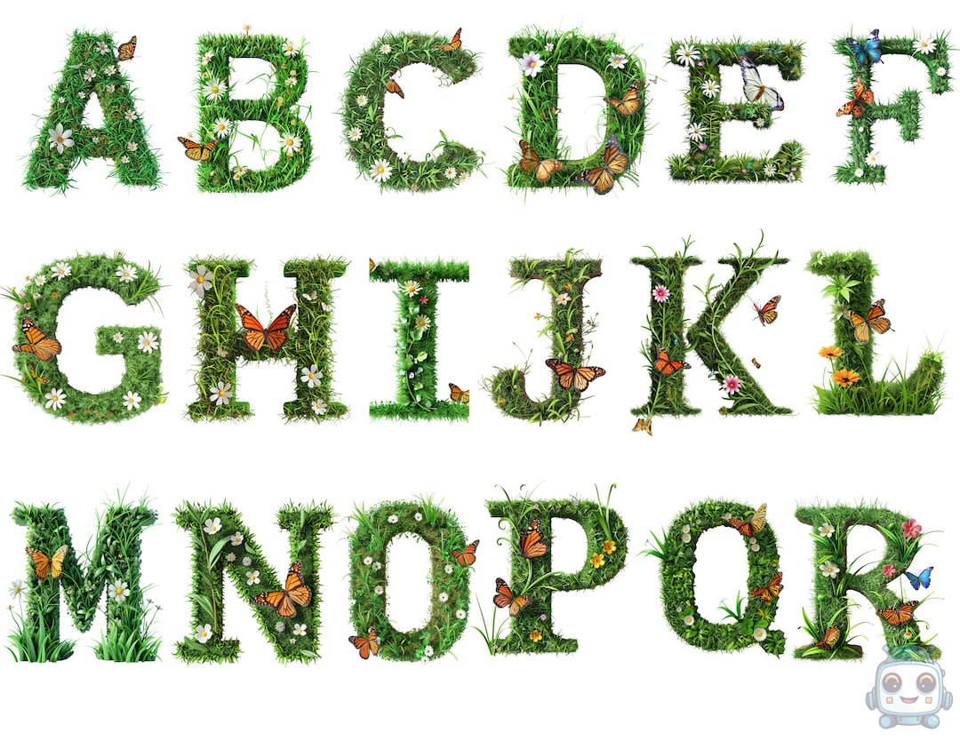 Spring Alphabet Clipart, Spring Letters, PNG Individual Images on