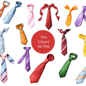 Cravatte Clipart, file digitali PNG su sfondo trasparente, sublimazione, uso commerciale