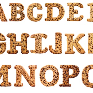Cookies Alphabet Clipart, Alfabeto, fondo transparente, alta calidad, imágenes prediseñadas, 12x12, uso comercial