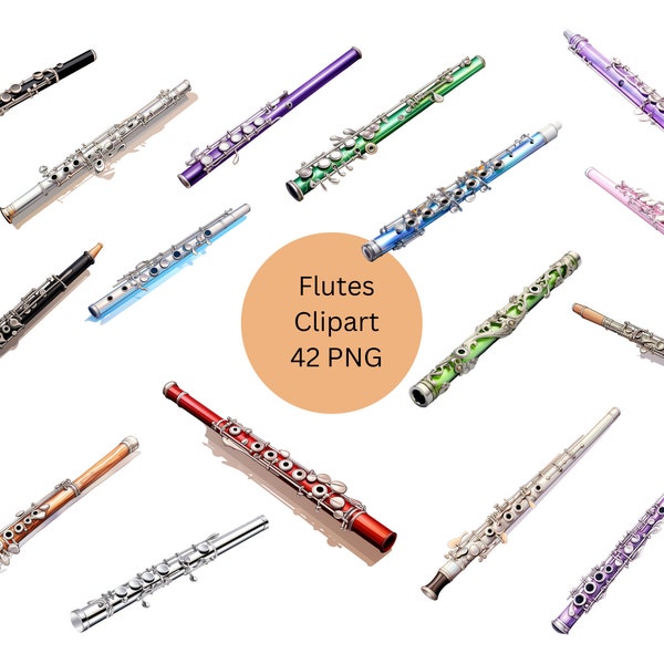Flutes Clipart, PNG digital files on transparent background, sublimation, commercial use