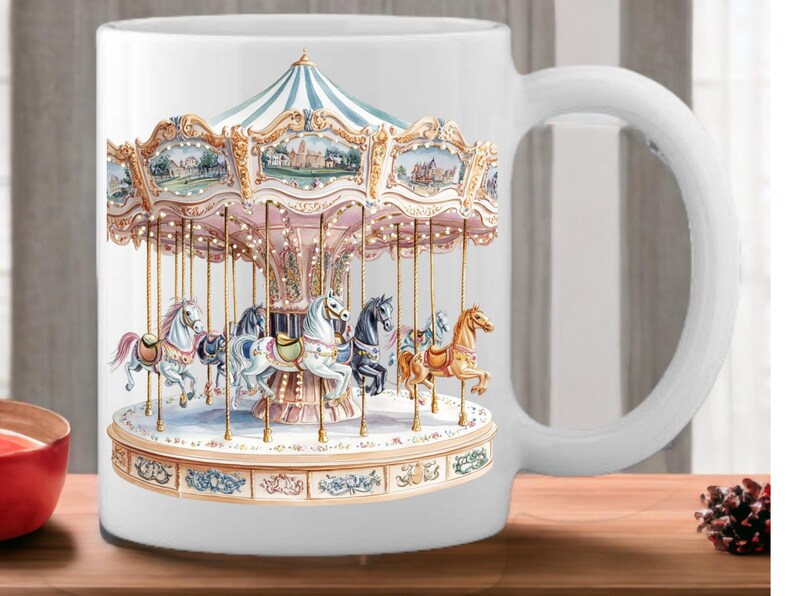 Watercolor Carousel Clipart PNG Digital Files on Transparent Background ...