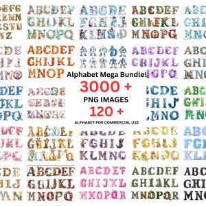 ALPHABET MEGA BUNDLE, 3000+ images, lifetime access, 120+ alphabets, sublimation, commercial use