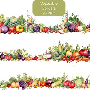 Aquarel plantaardige grenzen clipart, digitale PNG-bestanden op transparante achtergrond, sublimatie, commercieel gebruik