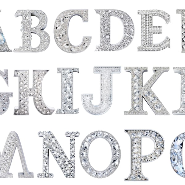 Jewelry Alphabet Clipart , Alphabet, transparent background, high quality, clipart, 12x12, commercial use