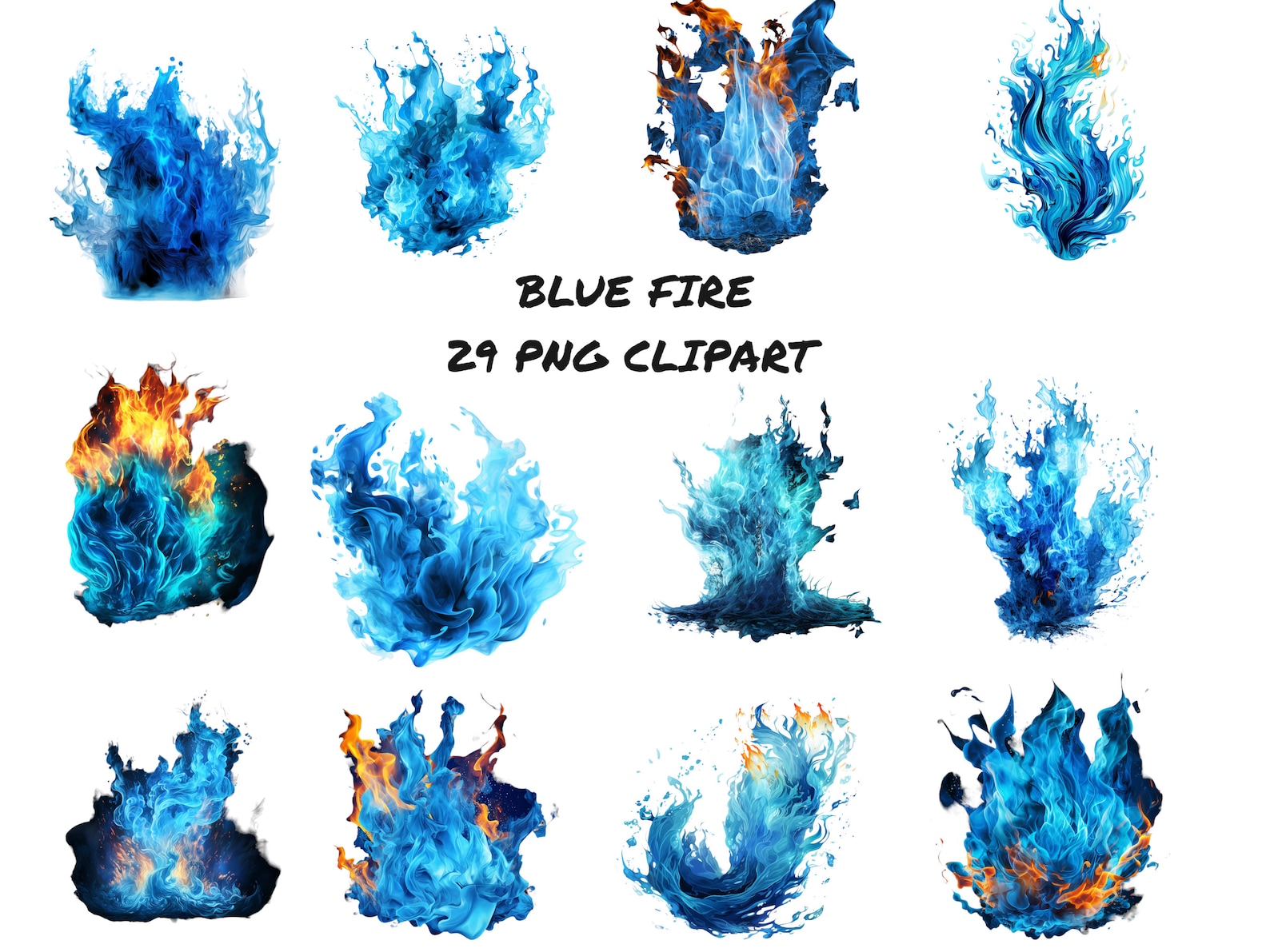 Blue Fire Clipart Transparent Background High Quality PNG Etsy