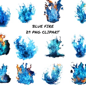 Blue Fire Clipart, transparent background, high quality, PNG images, 12x12, commercial use