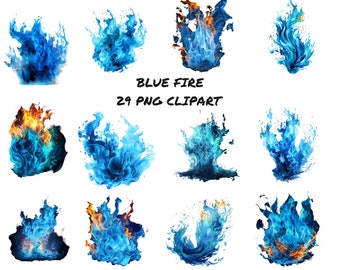 Blue Fire Clipart, transparent background, high quality, PNG images, 12x12, commercial use