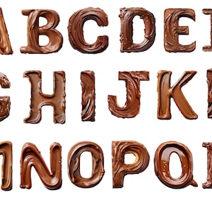 Alfabeto con crema al cioccolato, lettere png, alfabeto png, download istantaneo per uso commerciale, alta risoluzione, 12x12, uso commerciale