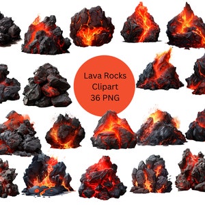 Lava Rocks Clipart, PNG digital files on transparent background, sublimation, commercial use