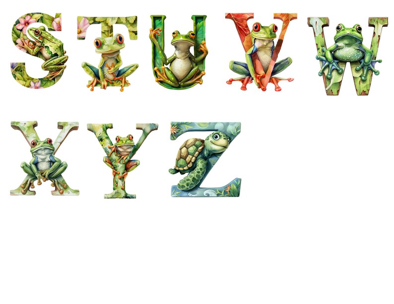 Watercolor Frog Alphabet Clipart, Transparent Background, High Quality ...