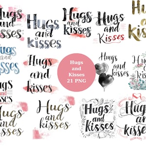 Knuffels en kusjes, digitale PNG-bestanden op transparante achtergrond, shirts PNG, gesneden bestanden voor Cricut, silhouet, commercieel gebruik