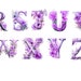 Watercolor Floral Light Purple Alphabet Clipart , Floral Alphabet ...