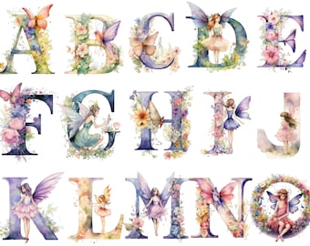 Elfen Alphabet, transparenter Hintergrund, hohe Qualität, Clipart, 12x12, kommerzielle Nutzung