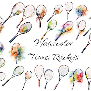 Aquarell Tennisschläger Clipart, digitale PNG-Dateien auf transparentem Hintergrund, Scrapbook, Einladungen, kommerzielle Nutzung, sofortiger Download