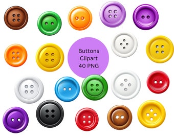 Botones Clipart, archivos digitales PNG sobre fondo transparente, sublimación, uso comercial