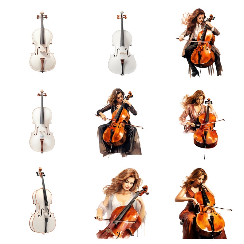 Colorsof Cellos Cellos Clipart, PNG Digital Files on Transparent Background ...