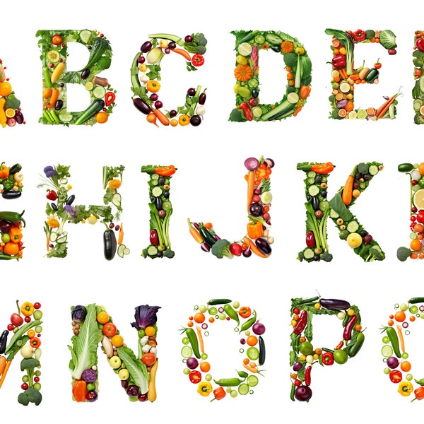 Vegetables  FONT png, Vegetables png, Vegetables png Cut Files For Cricut, Vegetables Kids Alphabet, Vegetables