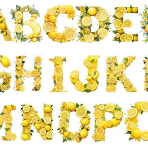 Alphabet citron, lettres png, alphabet png, téléchargement immédiat pour un usage commercial, haute résolution, 12 x 12, usage commercial