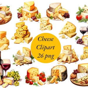 26 cheese illustrations clip art  PNG digital images, transparent background, high quality, clipart, 12x12, commercial use, instant download