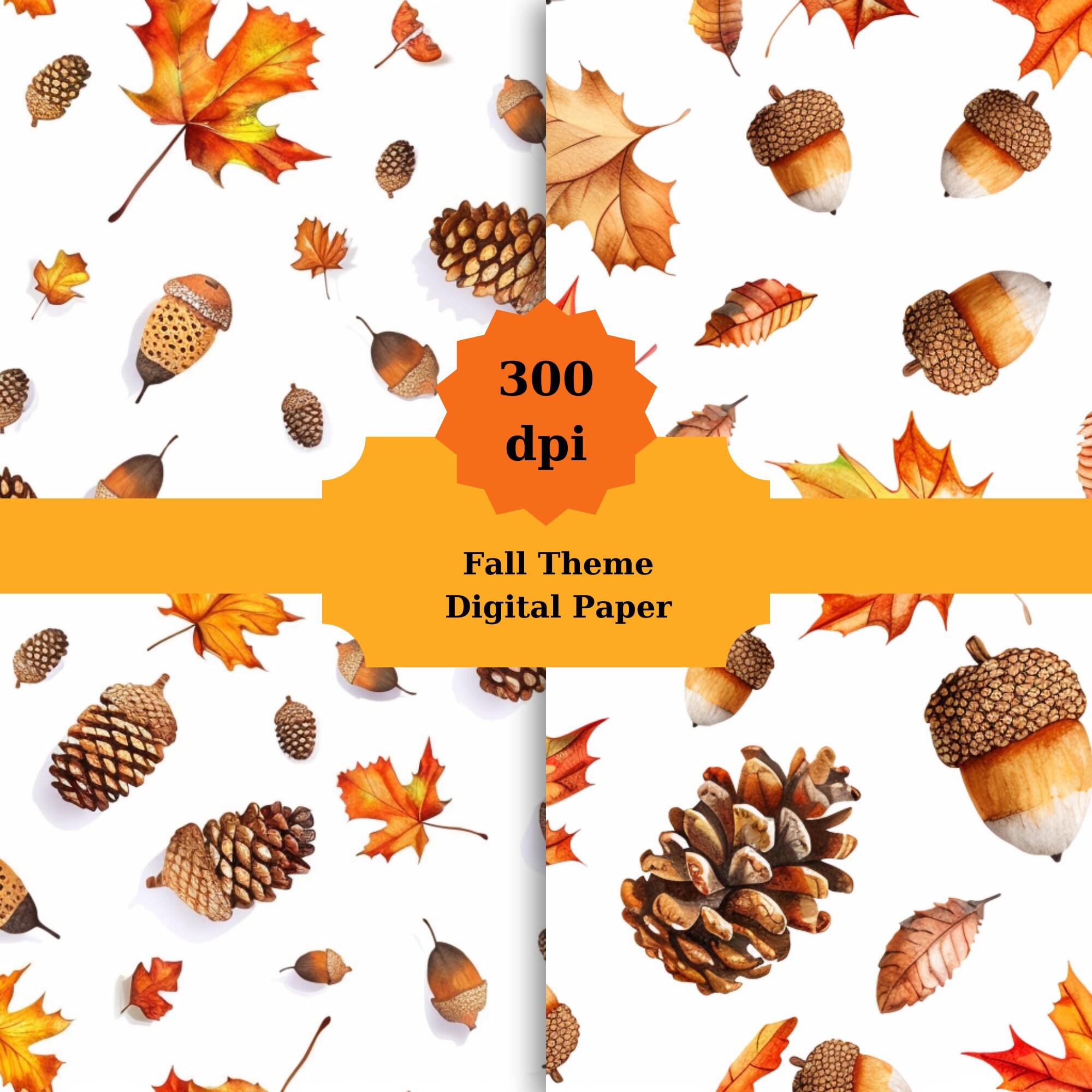 Fall Paper Downloadable Fall Theme Digital Paper, Digital Paper Pack, Printable Scrapbook ...