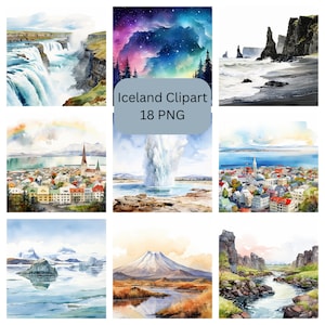 Aquarell Island Clipart, PNG-Einzelbilder auf transparentem Hintergrund, Sublimation, kommerzielle Nutzung